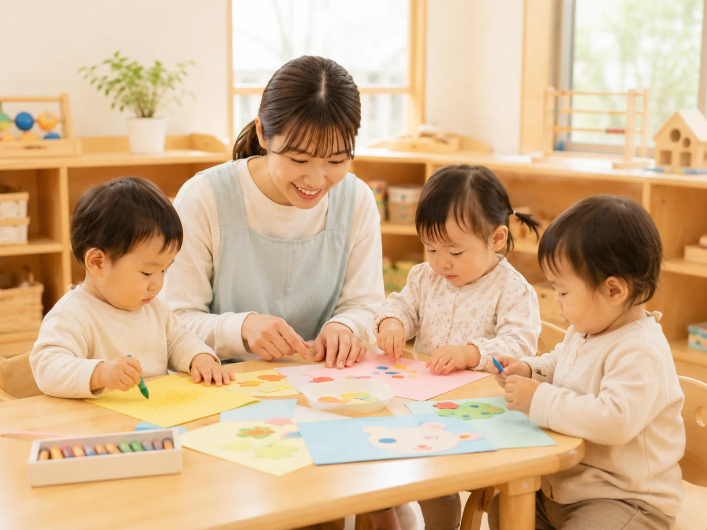 制作あそびをする子ども